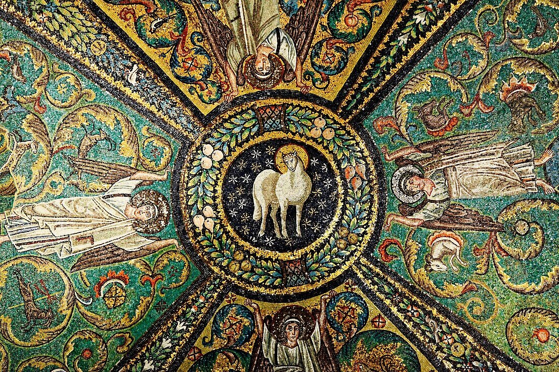Mosaic in San Vitale 547, UNESCO World Heritage site, Ravenna, Emilia-Romagna, Italy