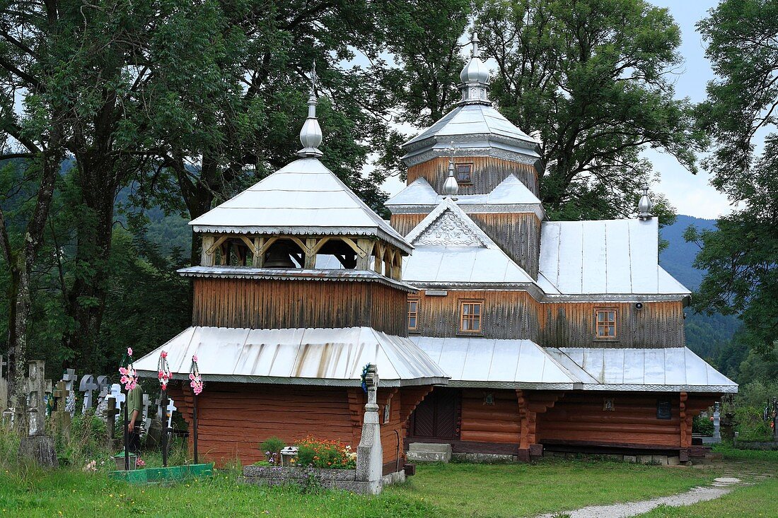 Wooden church of St John 1830-s, Yaremcha, Zakarpattia Oblast Transcarpathian Oblast, Transcarpathia, Zakarpattya, Subcarpathian Rus, Ukraine