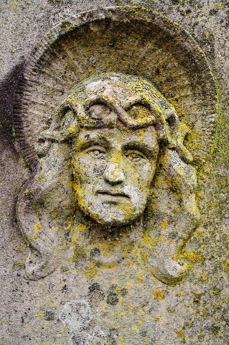 Detail of gravestone, church cemetery, Rohatyn, Ivano-Frankivsk Oblast province, Ukraine