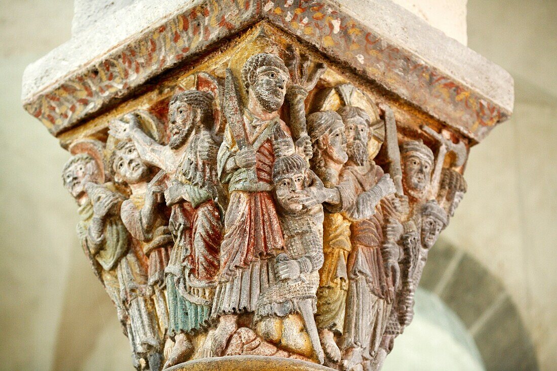 Interior of romanesque church 1080, Saint-Nectaire, Auvergne, France