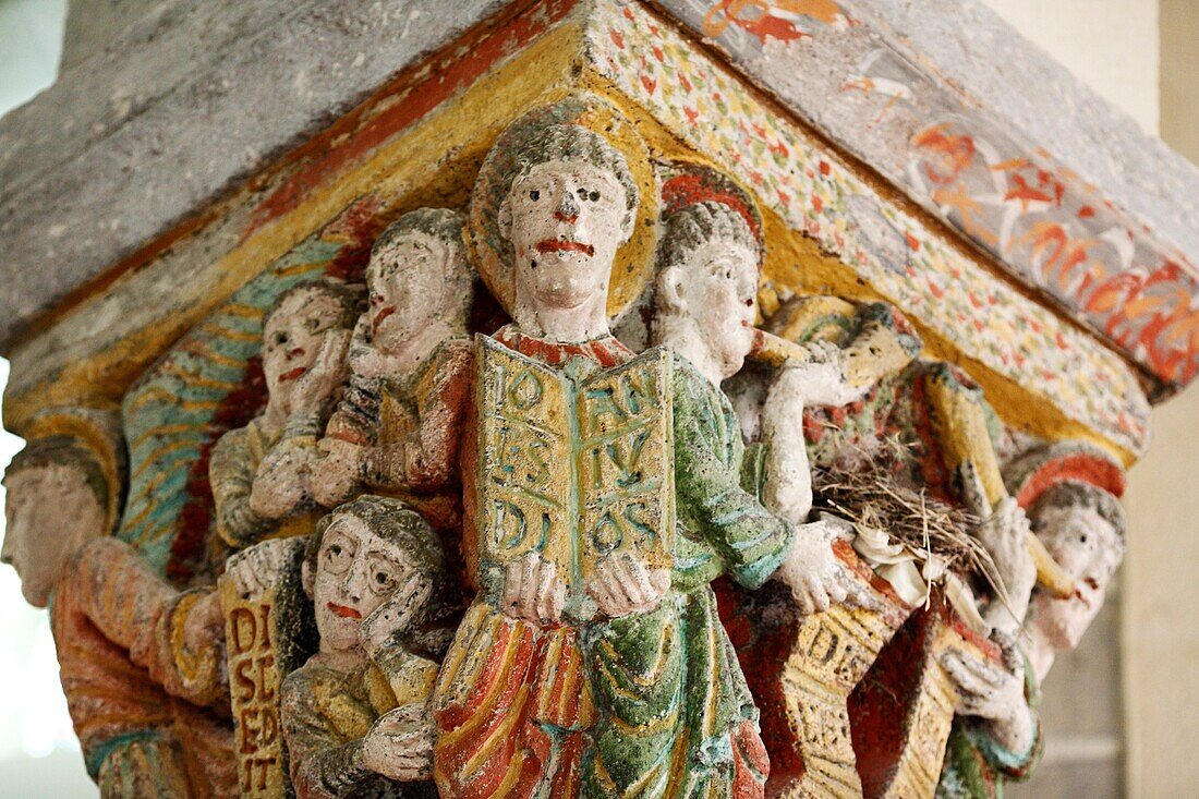 Interior of romanesque church 1080, Saint-Nectaire, Auvergne, France