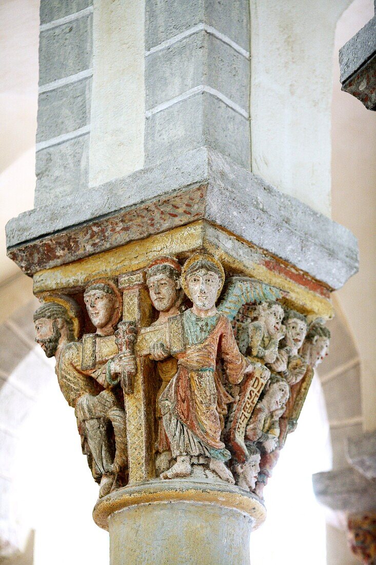 Interior of romanesque church 1080, Saint-Nectaire, Auvergne, France