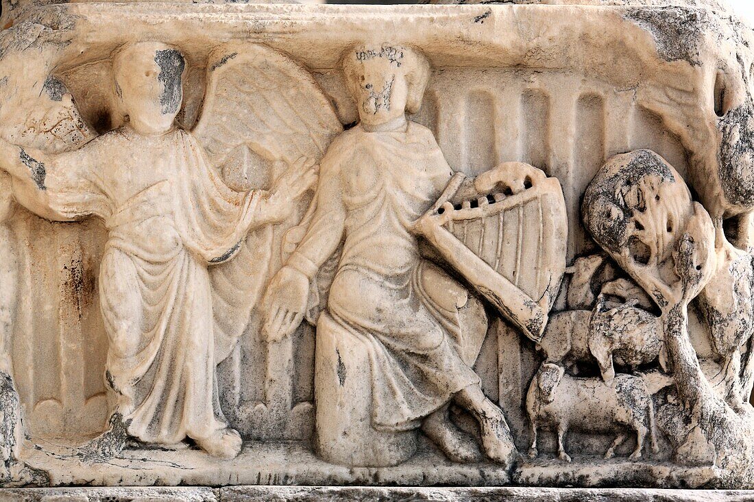 Bas-reliefs of portal of abbey church 12 cent, Saint-Gilles Saint-Gilles-du-Gard, Languedoc-Roussillon, France