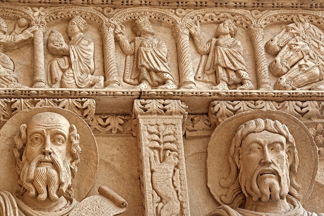 Bas-reliefs on portal of the Saint Trophimus cathedral 1170-1180, Arles, Provence, France