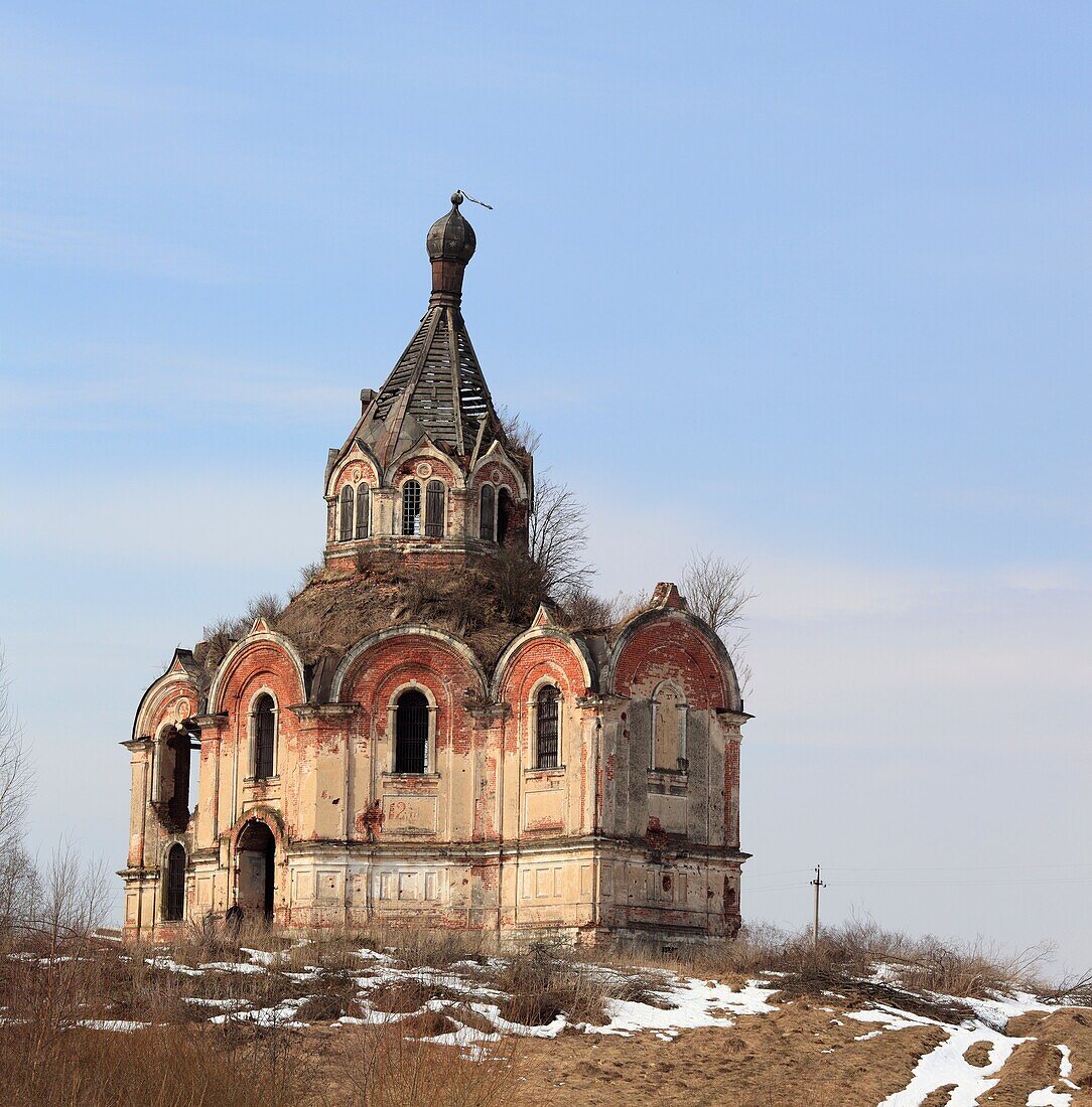 Abandoned church of Resurrection 1874, Gurievo, Tver region, Russia