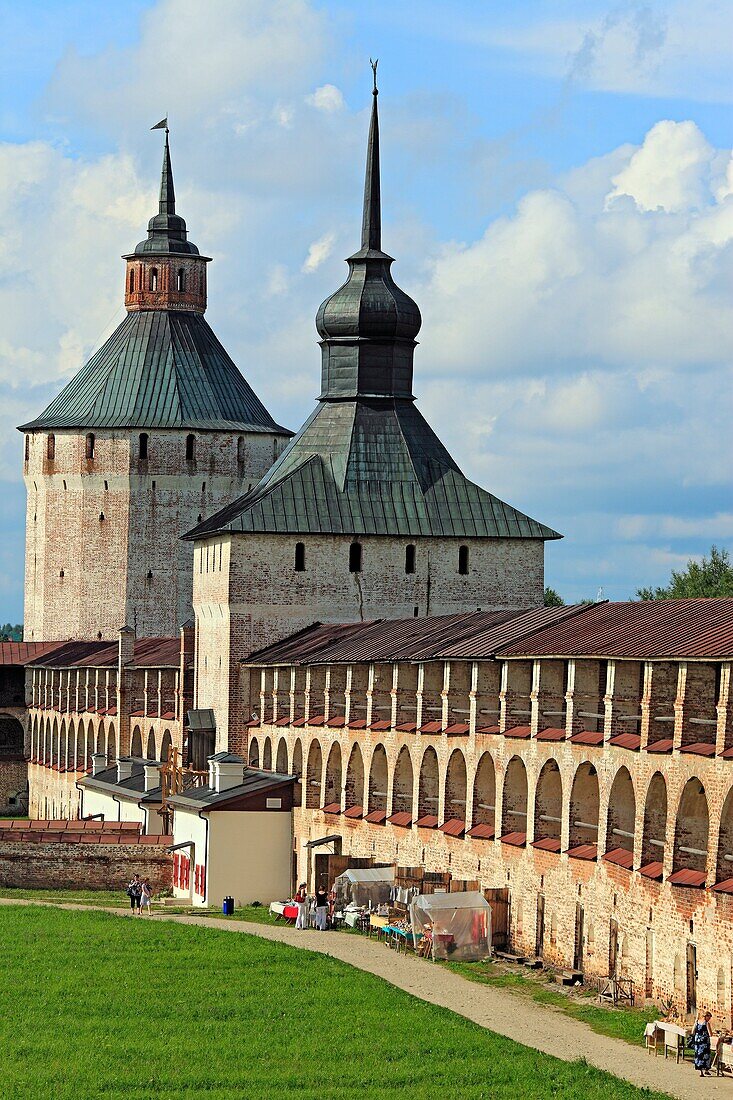 Kazanskaya & Ferapontovskaya towers of Kirillo-Belozersky Monastery, Kirillov, Vologda region, Russia