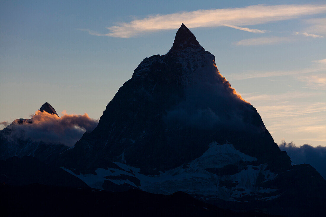 Matterhorn in evening light, Zermatt, Canton of Valais, Switzerland, myclimate audio trail