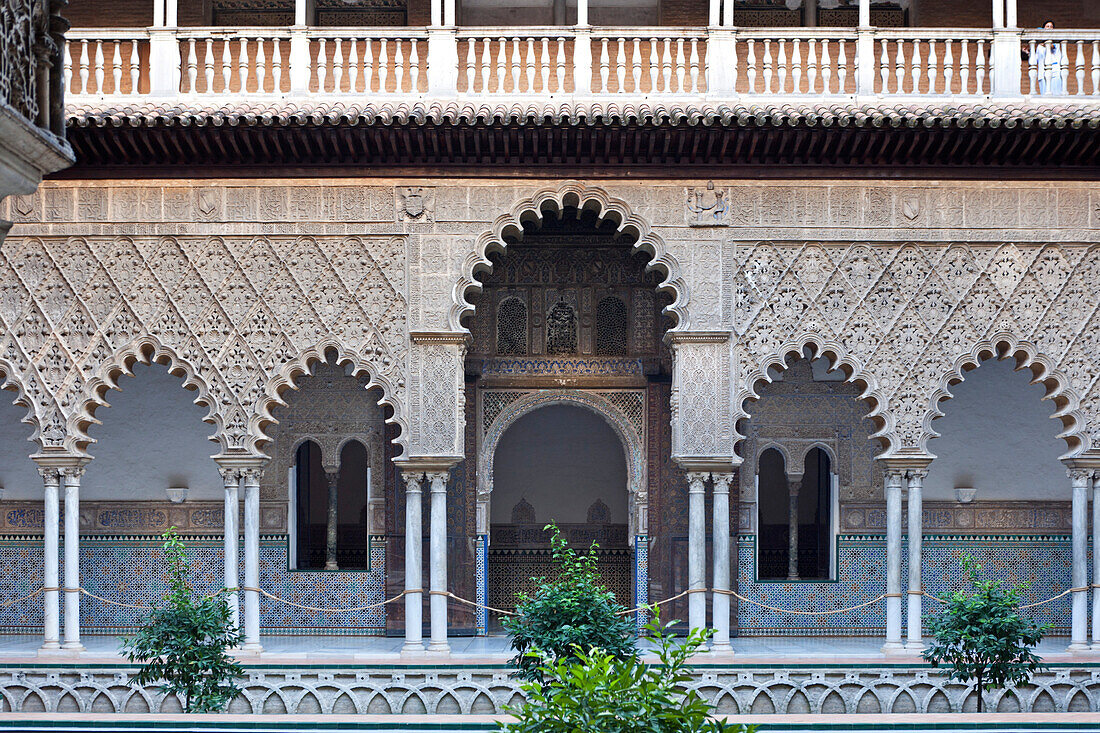 Patio de las Doncellas, Alcázar von Sevilla, Königspalast von Sevilla, ursprünglich als maurisches Fort angelegt, Seville, Spanien