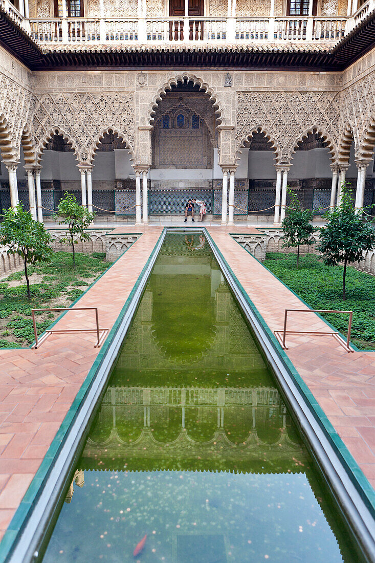 Patio de las Doncellas, Alcázar von Sevilla, Königspalast von Sevilla, ursprünglich als maurisches Fort angelegt, Seville, Spanien