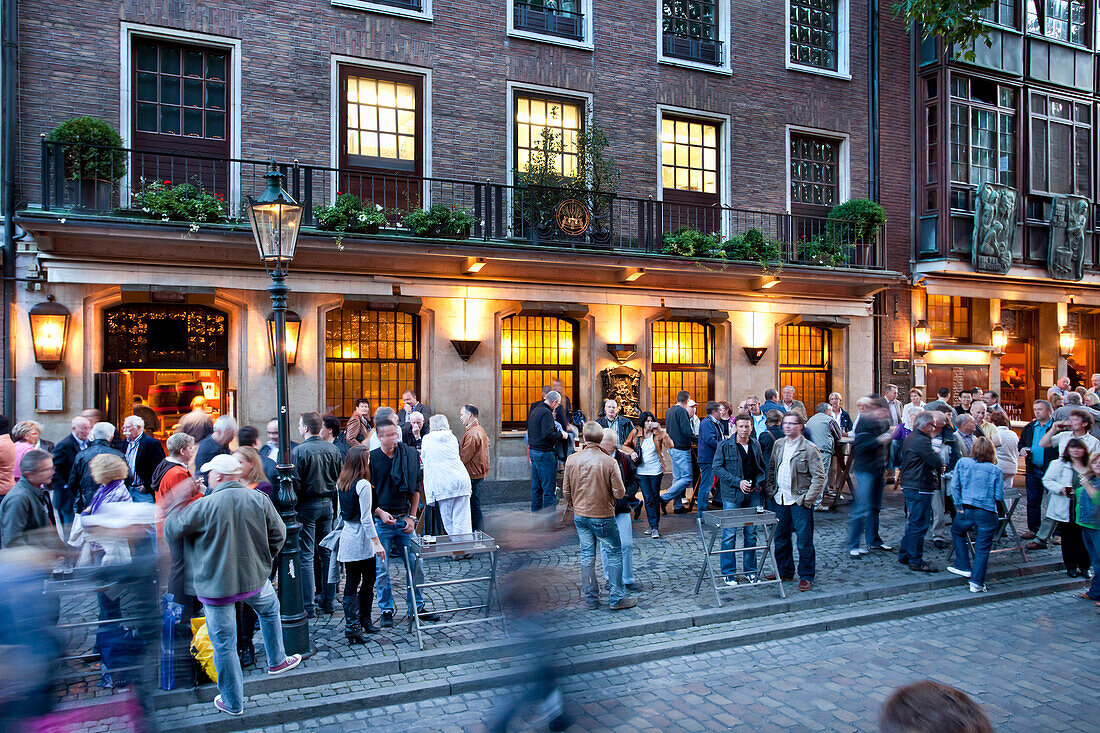 People at brewery Uerige at the Old town, Düsseldorf, Duesseldorf, North Rhine-Westphalia, Germany, Europe