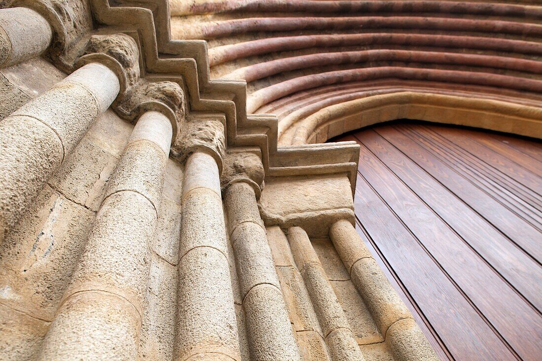 Detail of the portal of Santa Marina church, Seville, Spain
