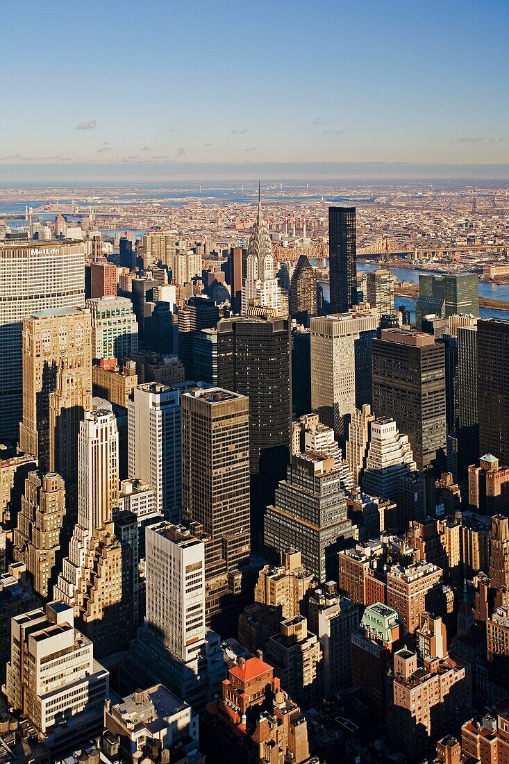New York City skyline showing Manhattan as seen from the Empire State Building, New York, United States