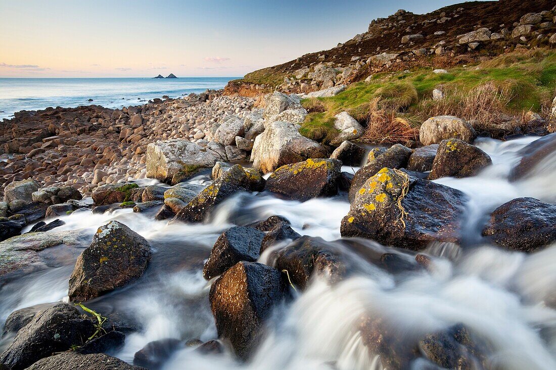 Coastal Waterfall at Nanjulian, Cornwall England