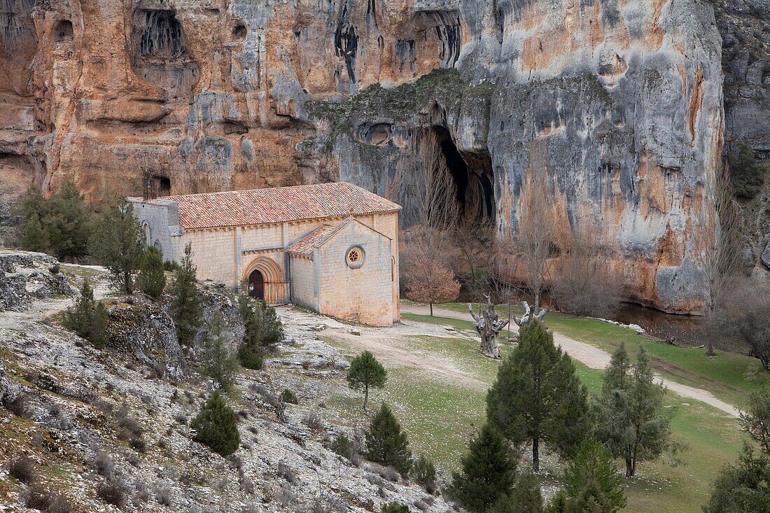 Hermitage of San Bartolome, Natural Park Canyon of Wolves River - Cañon de Río Lobos, Soria, Spain