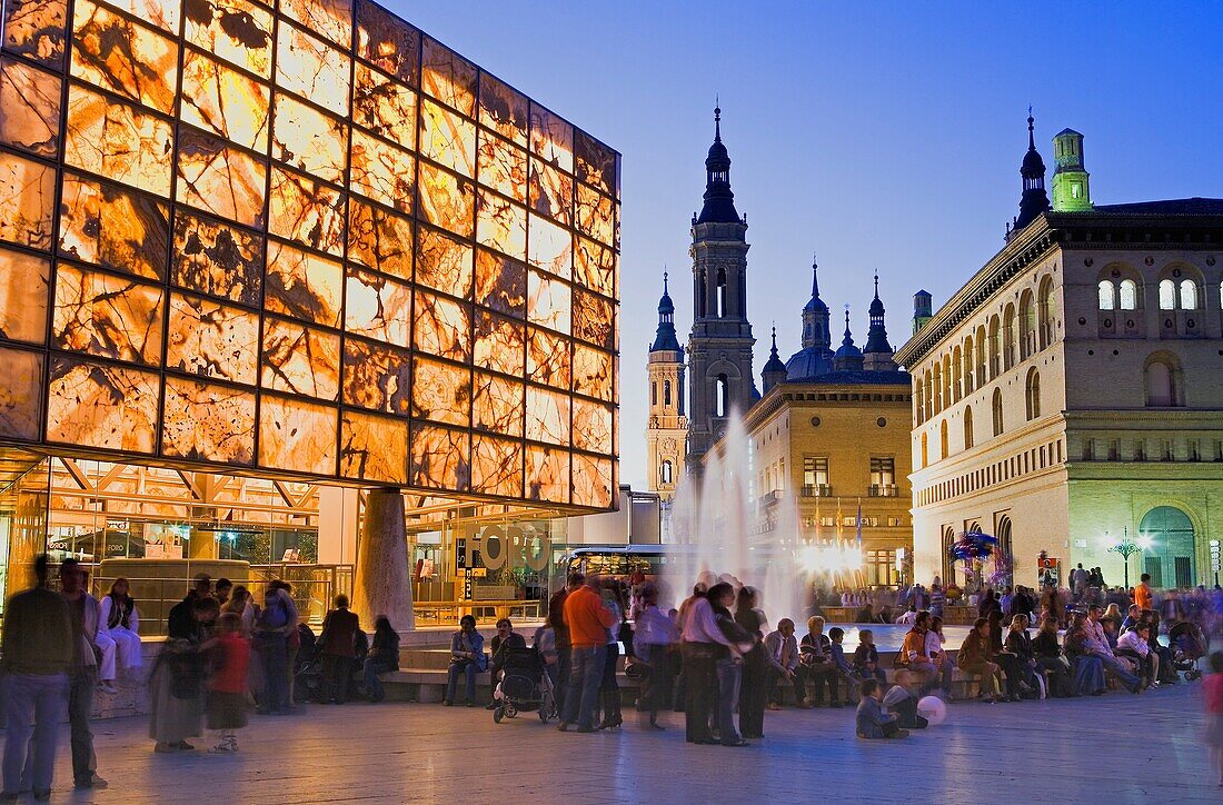 Zaragoza, Aragón, Spain:La seo,  square From right to left: La Lonja, El Pilar and Foro Museum