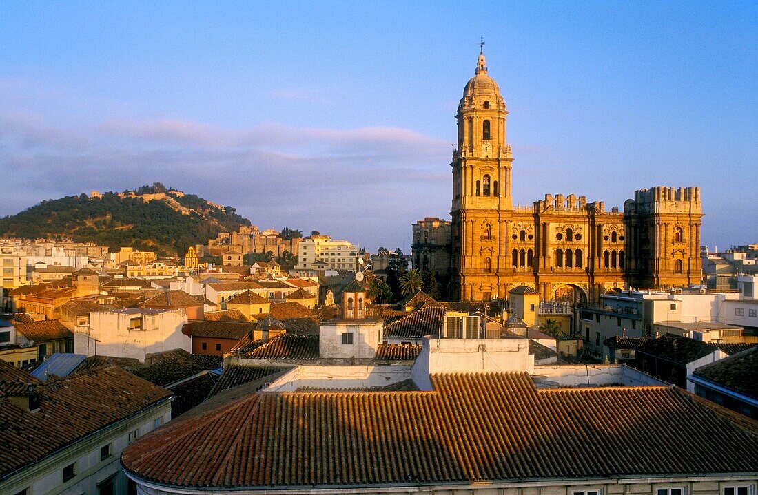 Málaga Andalusia Spain: Panoramic of the city and the cathedral