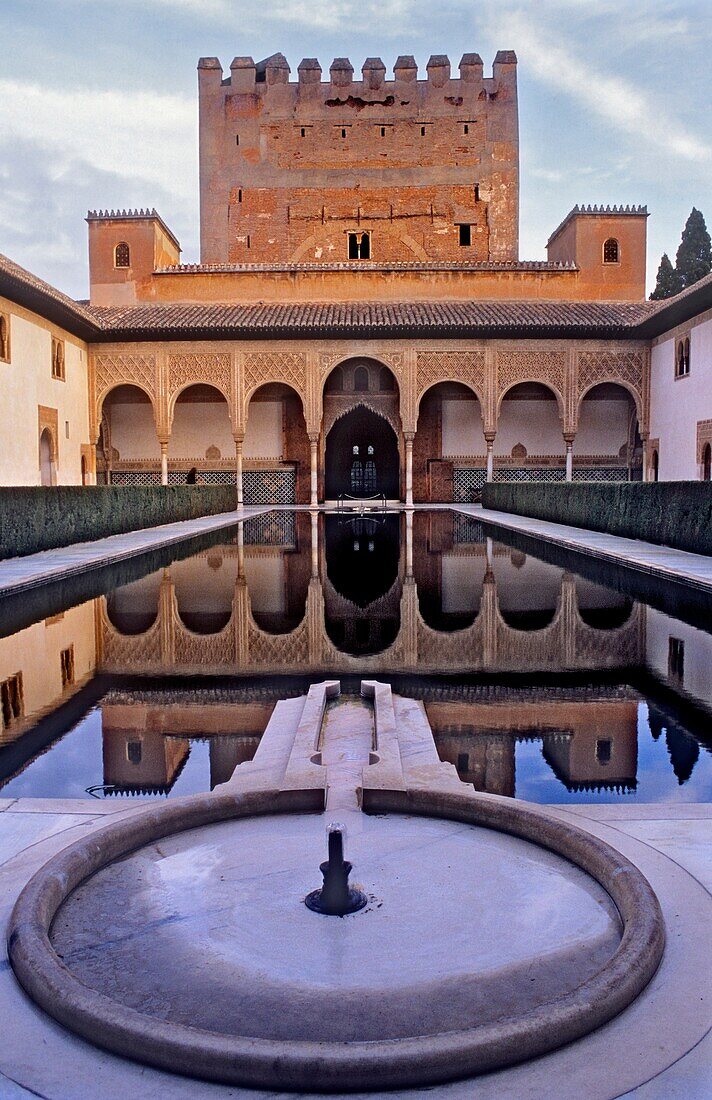 Courtyard of ArrayanesCourt of the Myrtles Comares Palace Nazaries palaces Alhambra, Granada Andalusia, Spain
