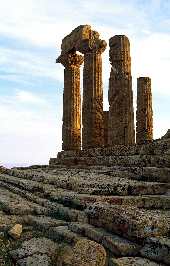 The Temple of Hera Lacinia in the ancient Greek Valley of Temples at Agrigento, Sicily, Italy