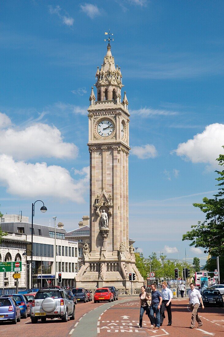 The Albert Memorial Clock in Queens Square, Belfast city centre, Northern Ireland, completed to the design of W J Barre in 1853