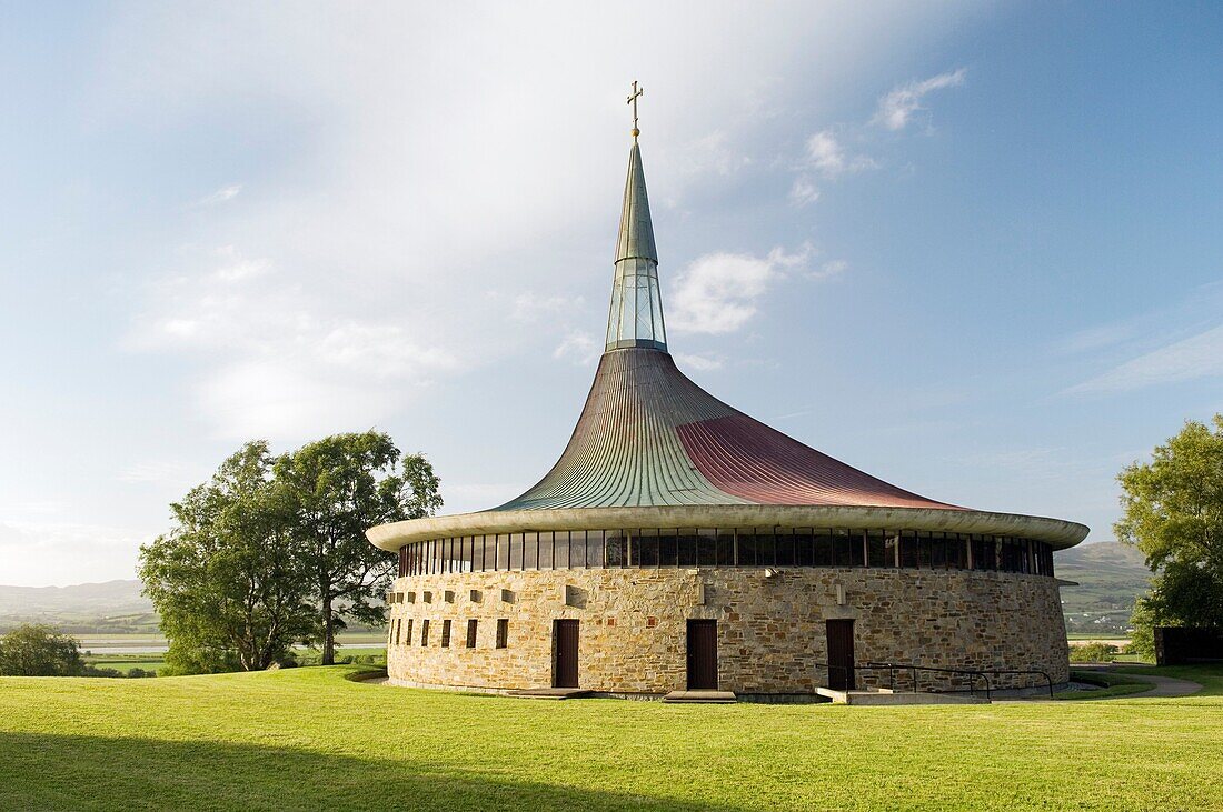 St Aengus’ Roman Catholic church at Burt, designed by Donegal architect, Liam McCormack, inspired by nearby Grianan of Aileach