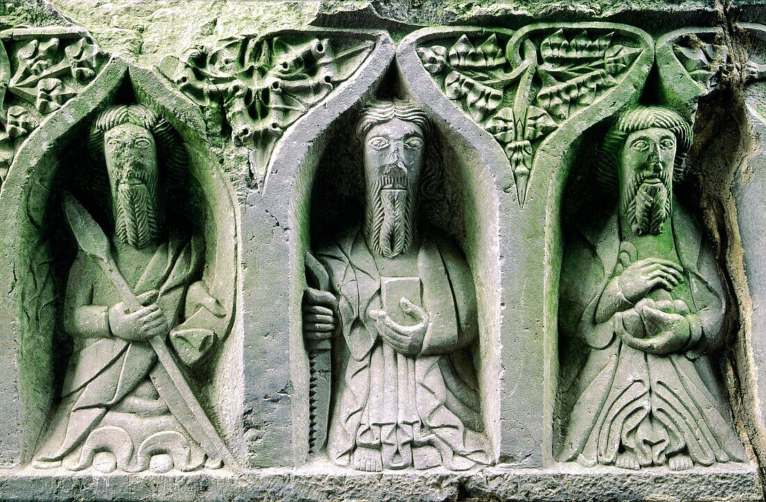 Jerpoint Abbey, County Kilkenny, Ireland Stone carved Christian saints known as weepers on the side panel of 16 C tomb