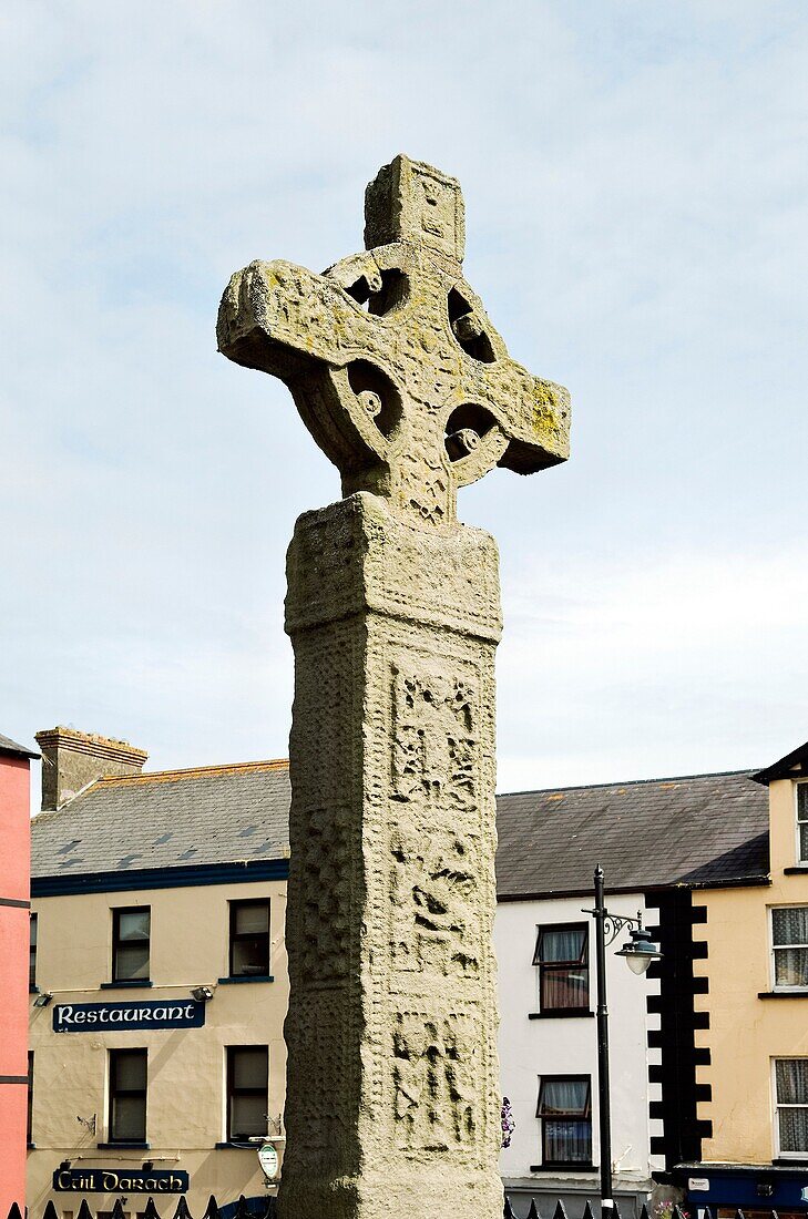 The 10th C Celtic Christian High Cross in the Market Square of the town of Clones, County Monaghan, Ireland
