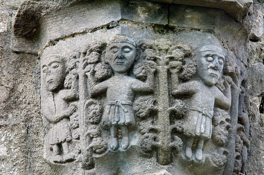 Boyle Abbey, County Roscommon, Ireland Founded by Cistercians in 1161 Stone carving detail on pillar capital
