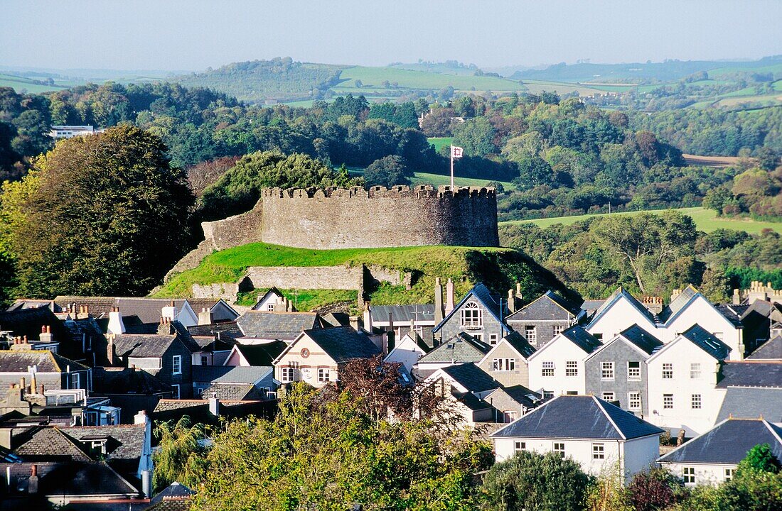 Totnes Castle in the County Devon town of Totnes in southwest England, UK