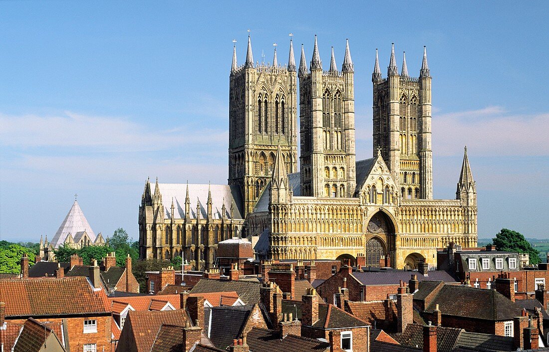 Lincoln Cathedral exterior in the city of Lincoln, Lincolnshire, England