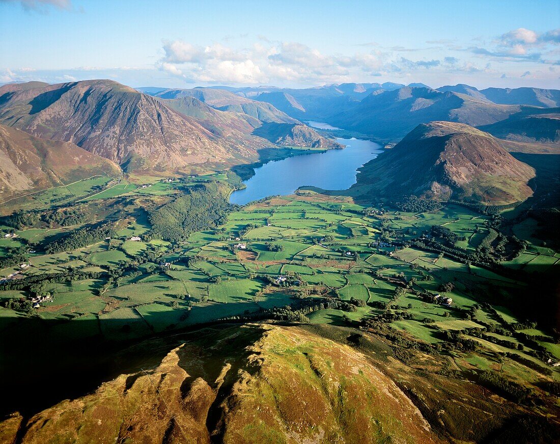 Lake District National Park View southeast over Crummock Water, Grasmoor, Buttermere to the central fells Cumbria England