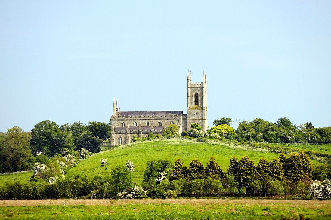 St Patricks Cathedral, Downpatrick, County Down, Northern Ireland Seen from Inch Abbey across the River Quoile