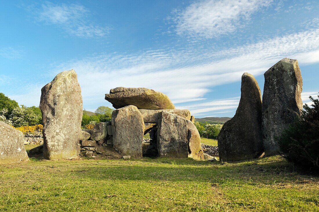 Clontygora prehistoric Neolithic chambered court cairn burial site near Newry, County Armagh, Northern Ireland, UK