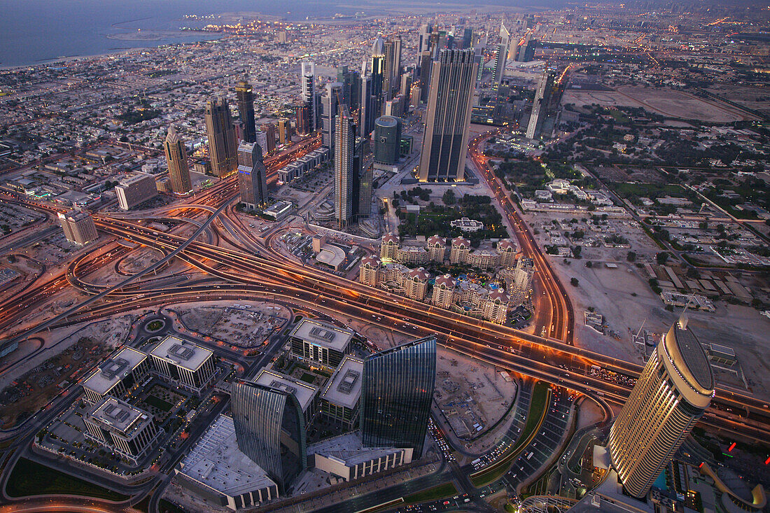 View from the Observation Deck, At The Top of Burj Khalifa, Burj Chalifa, Sheikh Zayed Road, Dubai, United Arab Emirates, UAE