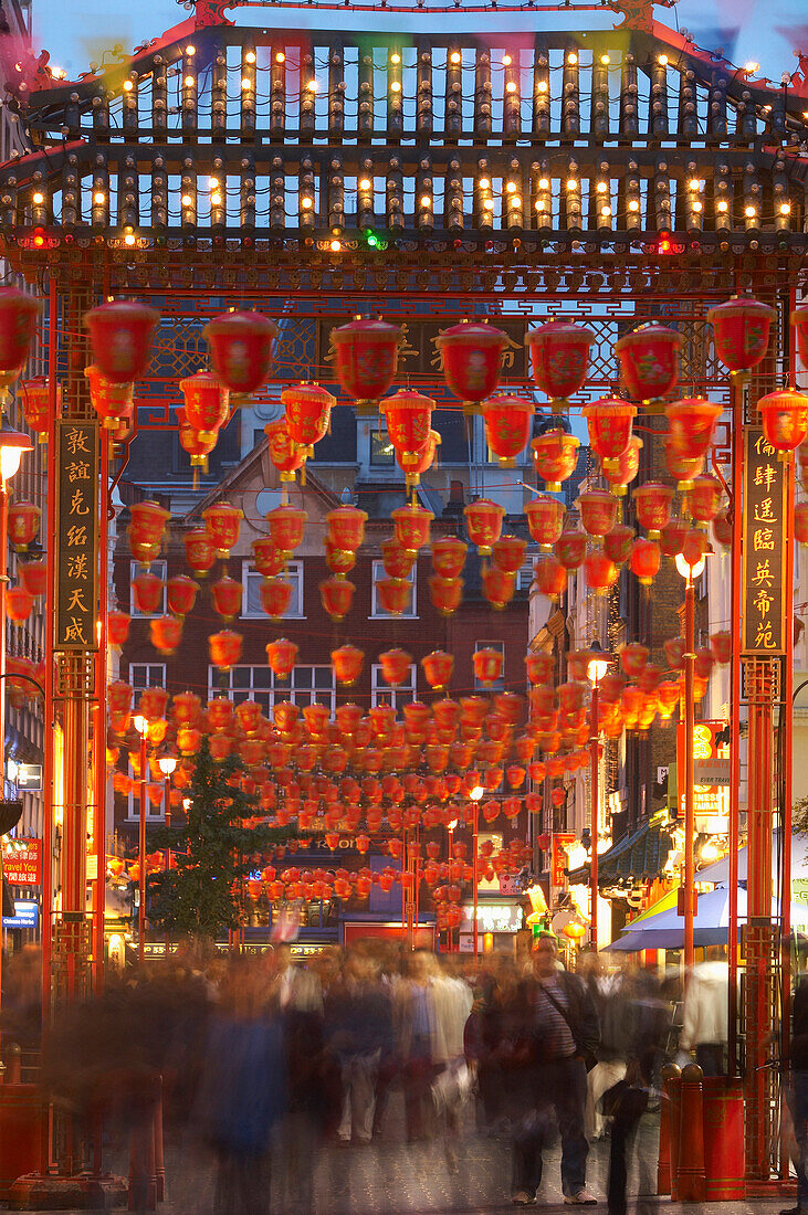 Chinatown at dusk, London, UK - England