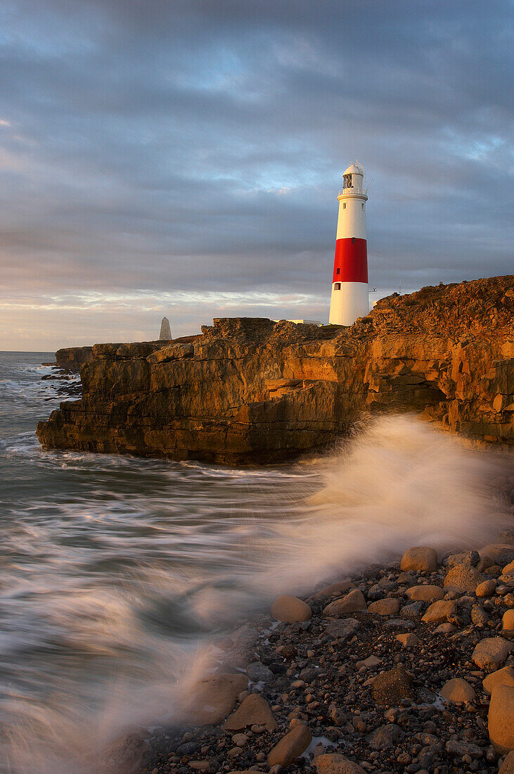 Lighthouse at sunrise, Portland Bill, Dorset, UK - England