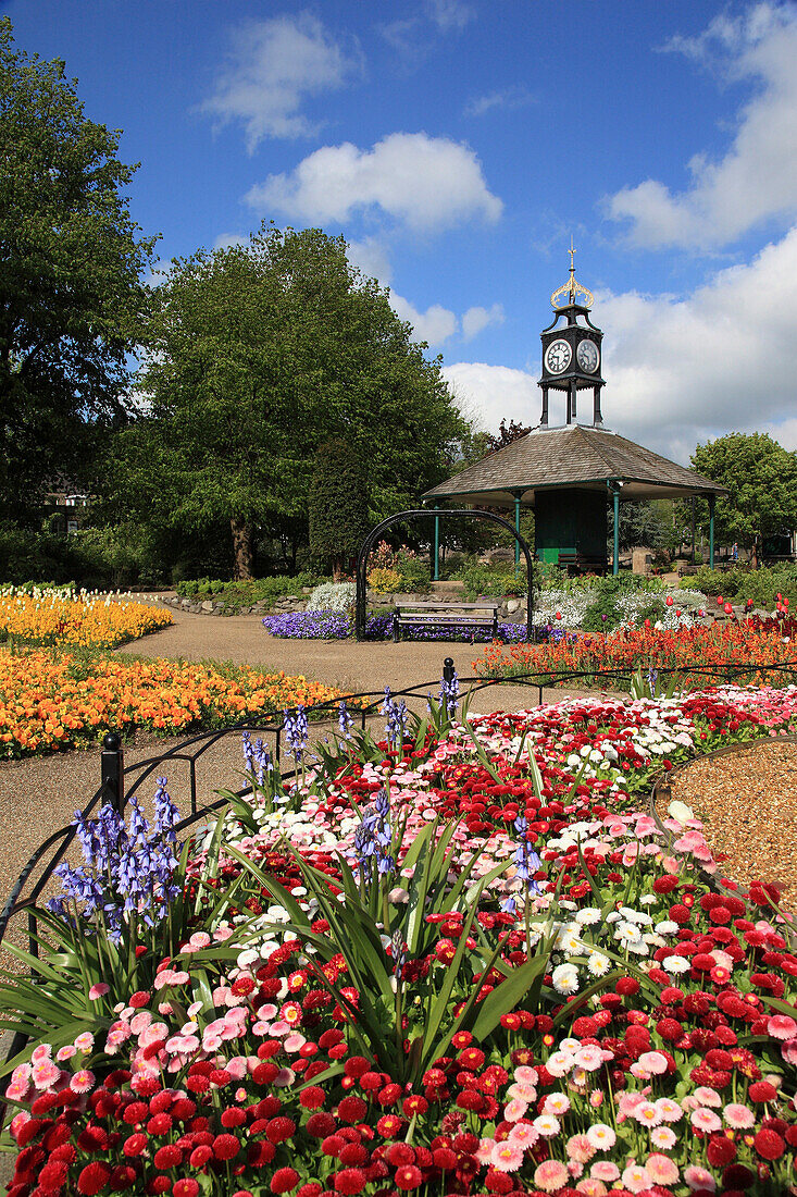 Hall Leys Park in spring, Matlock, Derbyshire, UK - England