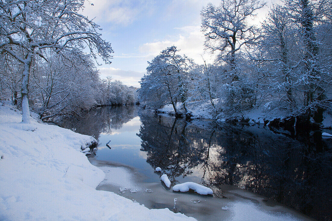 River Nidd in winter, Knaresborough, Yorkshire, UK - England