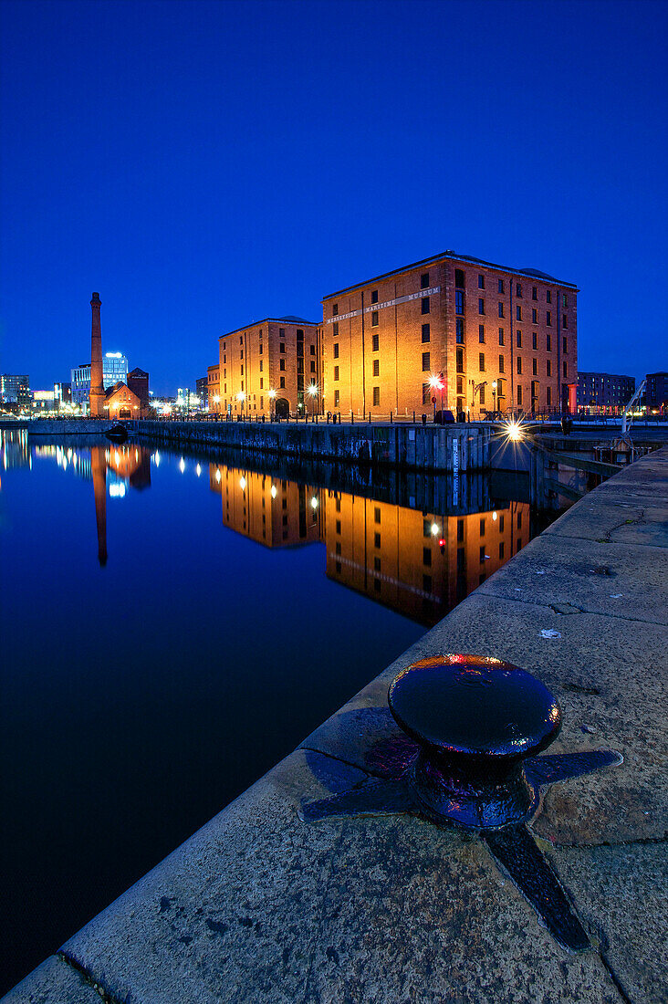 The Albert Dock At Night, Liverpool, Merseyside, UK - England