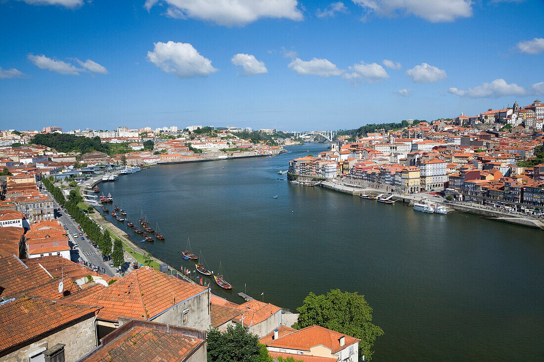 River Douro with Vila Nova de Gaia and the Ribeira District, Oporto, Douro, Portugal