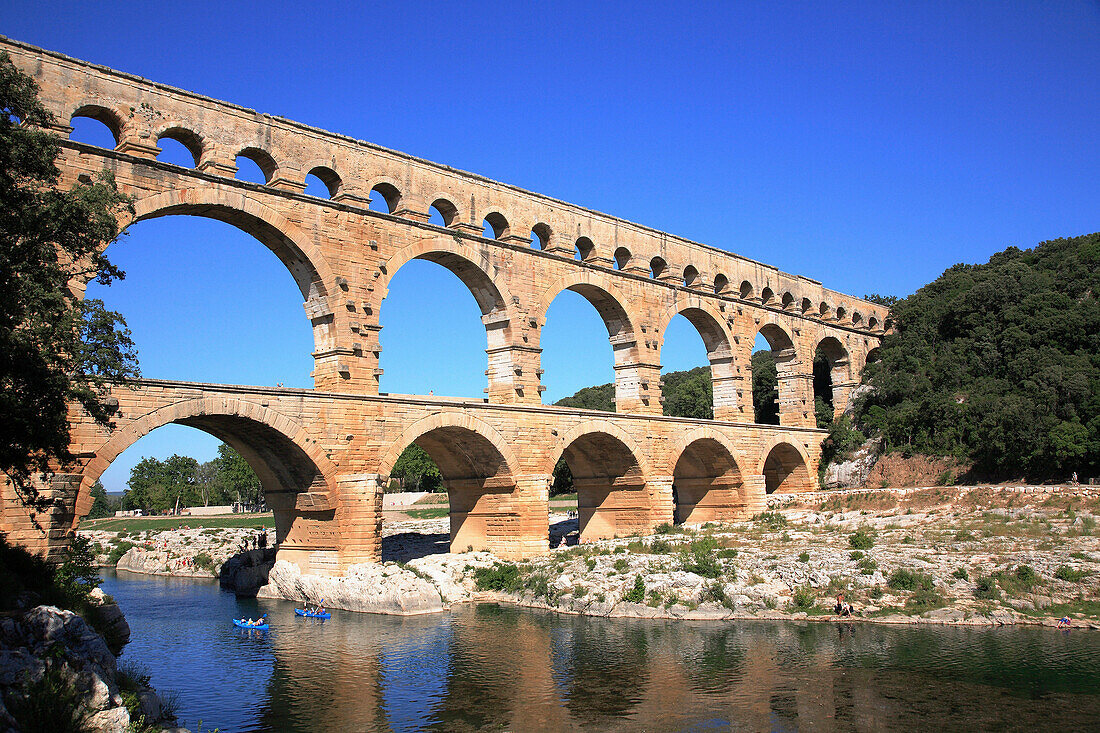 Pont du Gard - aqueduct, Nimes, Languedoc-Roussillon, France