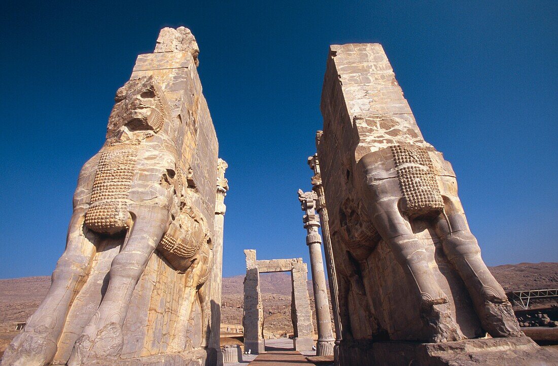 The Xerxes Gate, aka Gate of All Nations at Persepolis archeology site, Iran