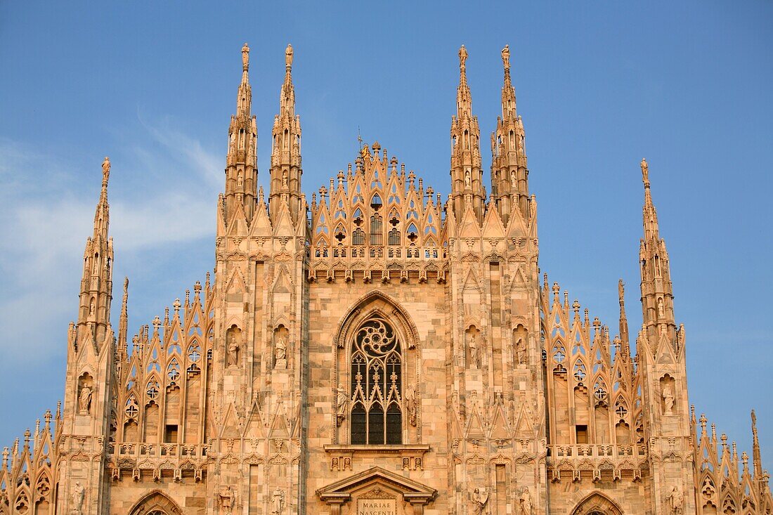 The top of the Duomo of Milan, Italy