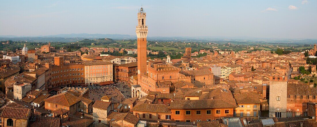 View of the city and the Torre del Mangia, Siena, Italy