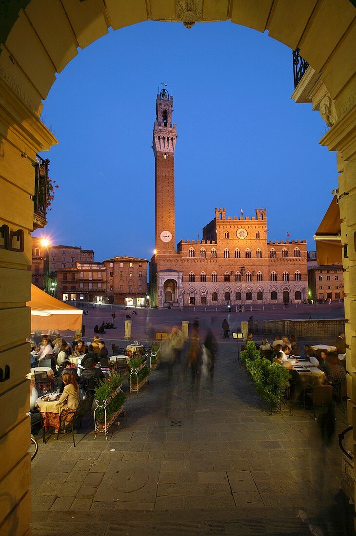 Piazza del Campo at dusk, Siena, Italy