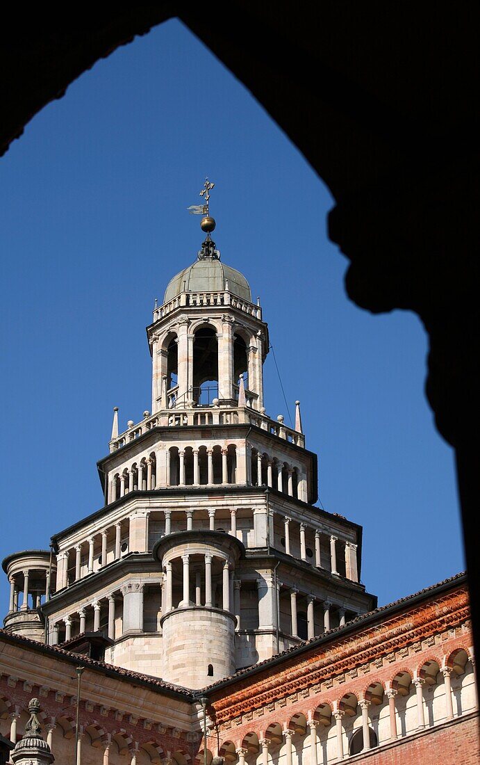 The gothic bell tower of the Certosa di Pavia, Pavia, Italy