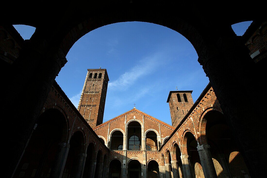 Courtyard of Sant'Ambrogio basilica, Milan, Italy