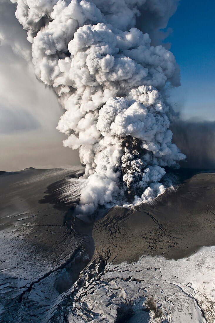 Image of the phreatic explosions at sunrise that produced substantial amounts of ash and steam