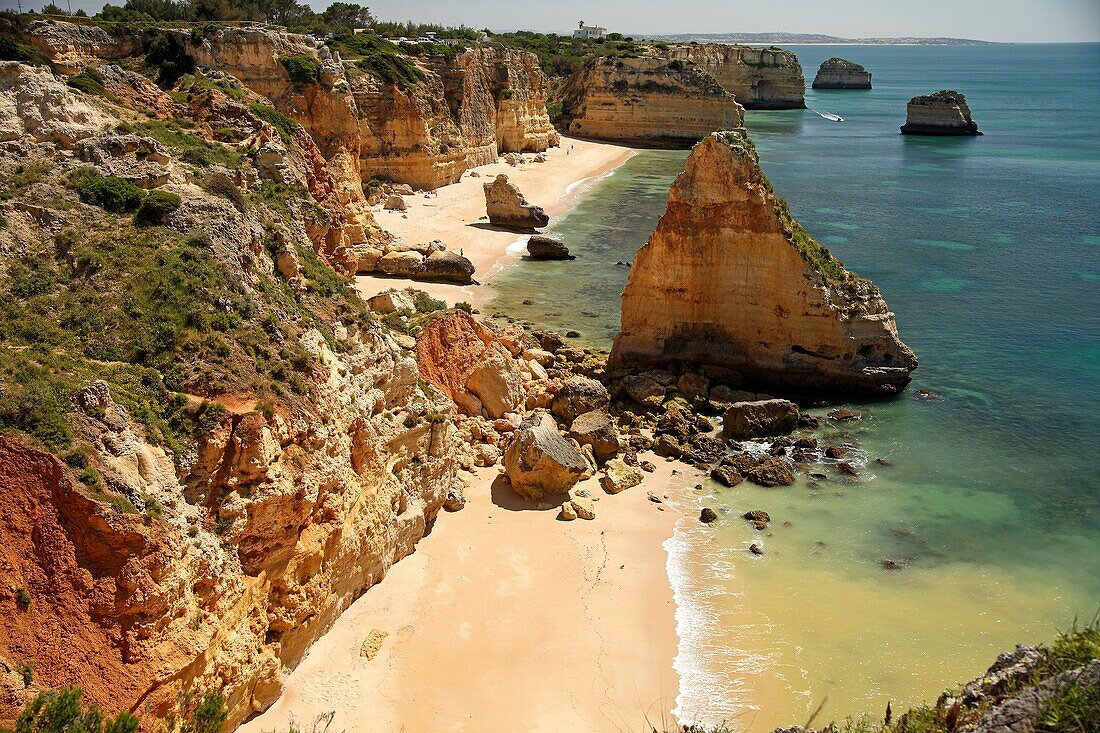 one of Algarves best beaches, Praia da Marinha near Carvoeiro in Portugal, Europe