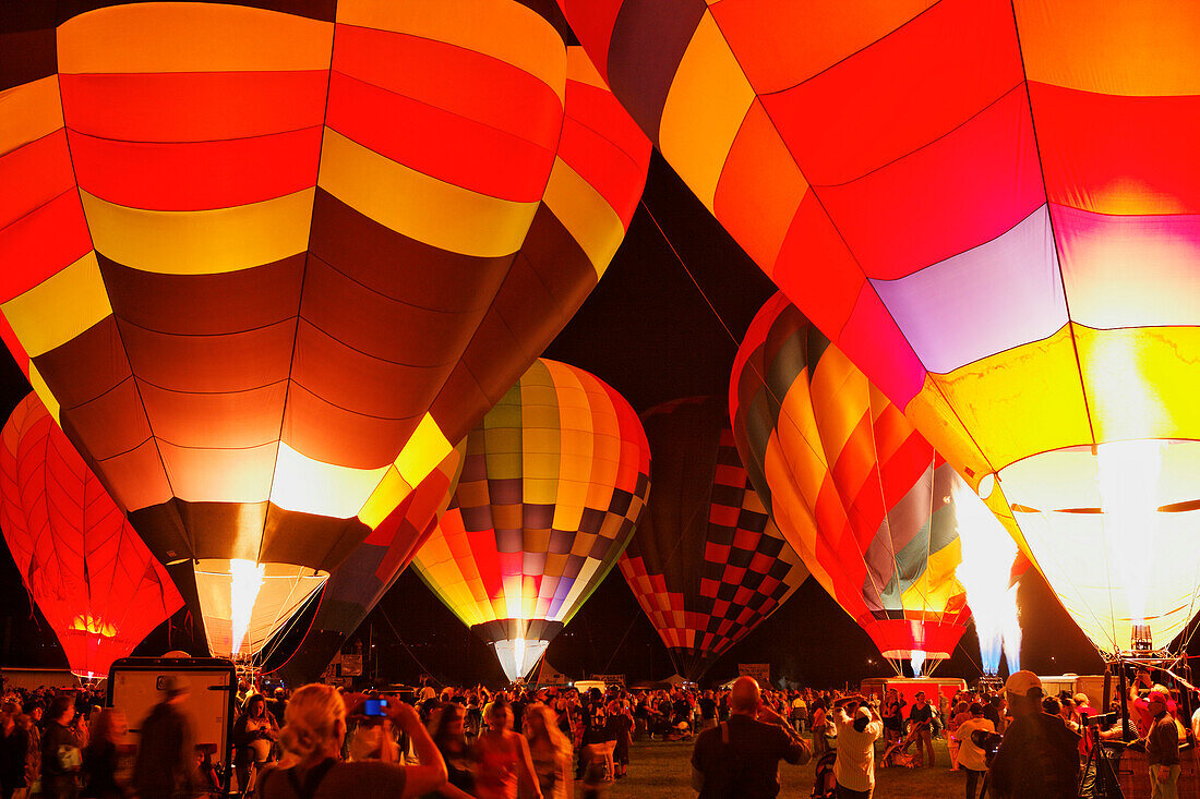 Night glow at the annual Balloon Classic (September), Colorado Springs, Colorado, USA, North America, America