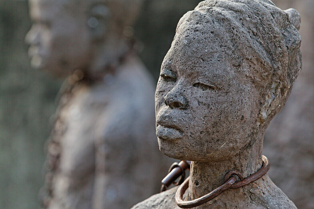 Monument to Slavery by Clara Soenaes at the historical site of the slave market near the Anglican Cathedral, Stonetown, Zanzibar City, Zanzibar, Tanzania, Africa